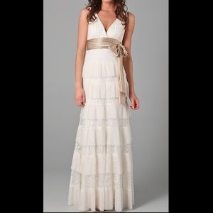 BCBG Max Azria tiered lace wedding dress gown